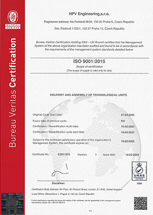 Certificate ISO 9001:2015